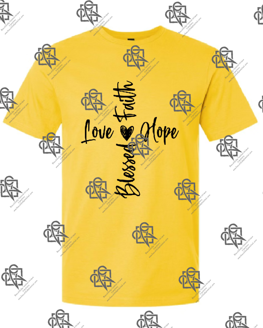 Love Hope Blessed Faith Heart T-shirt