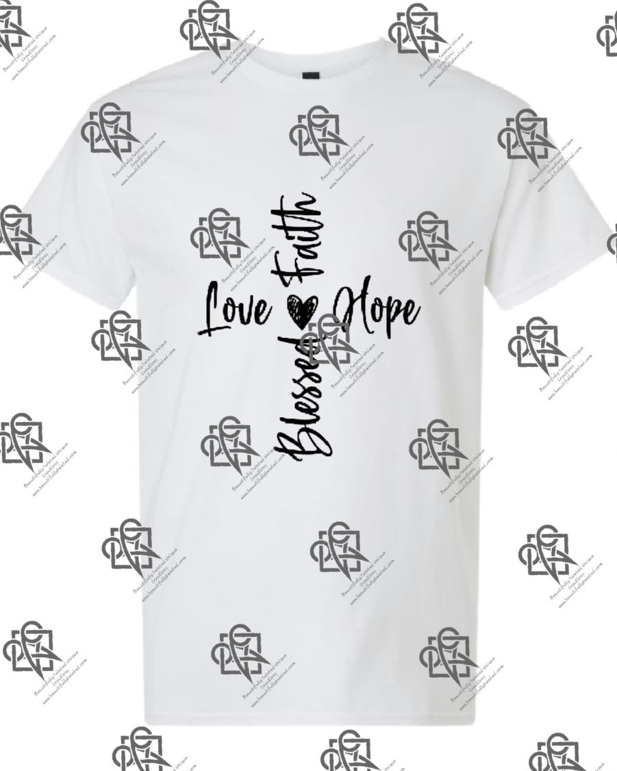 Love Hope Blessed Faith Heart T-shirt Design #1008