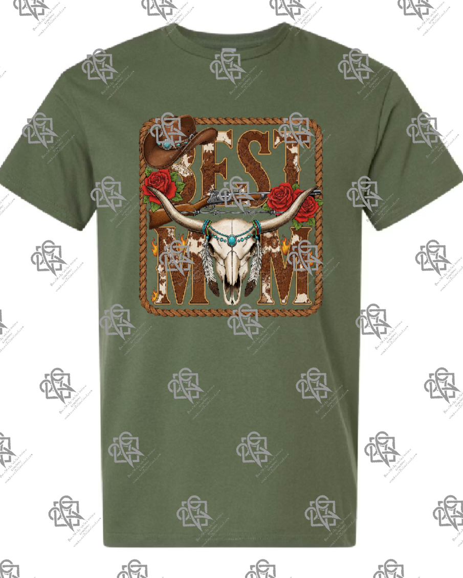 Best Mom Western Longhorn T-shirt