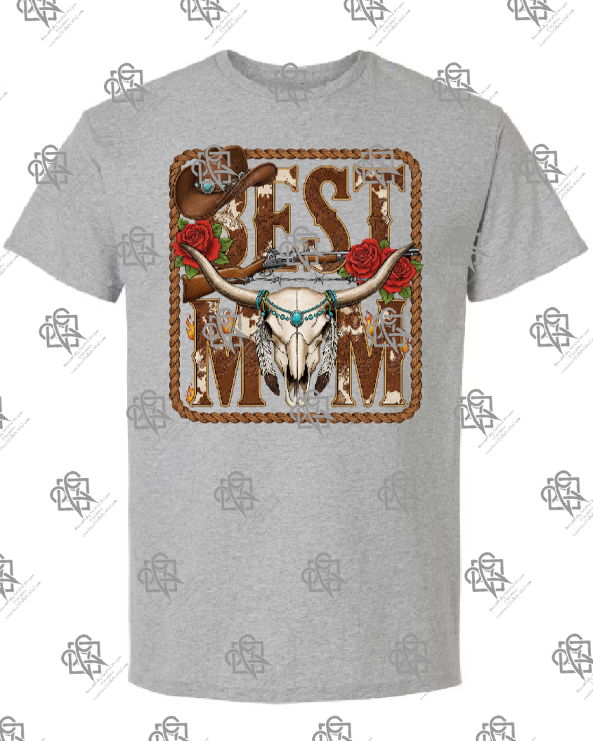 Best Mom Western Longhorn T-shirt