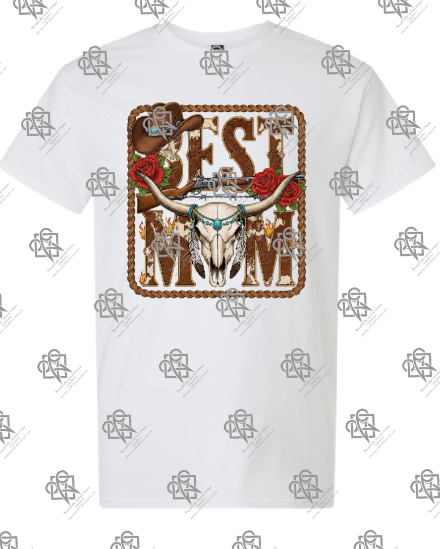 Best Mom Western Longhorn T-shirt