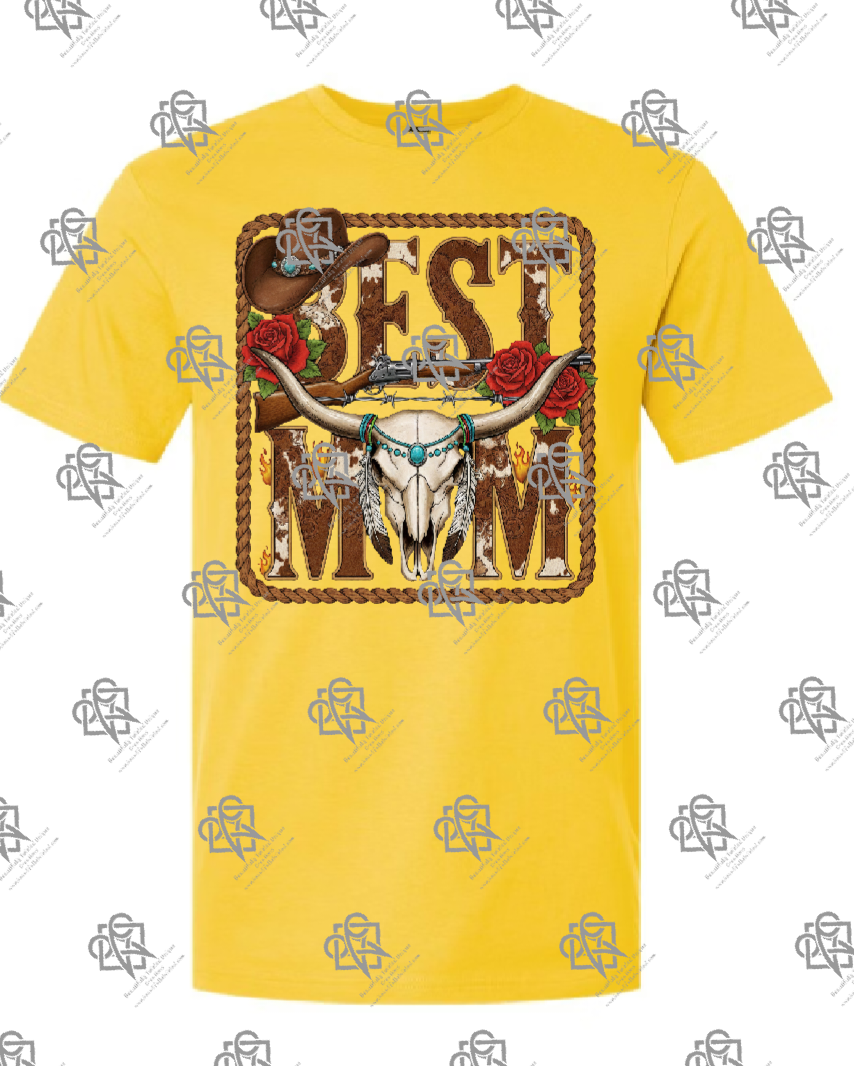 Best Mom Western Longhorn T-shirt