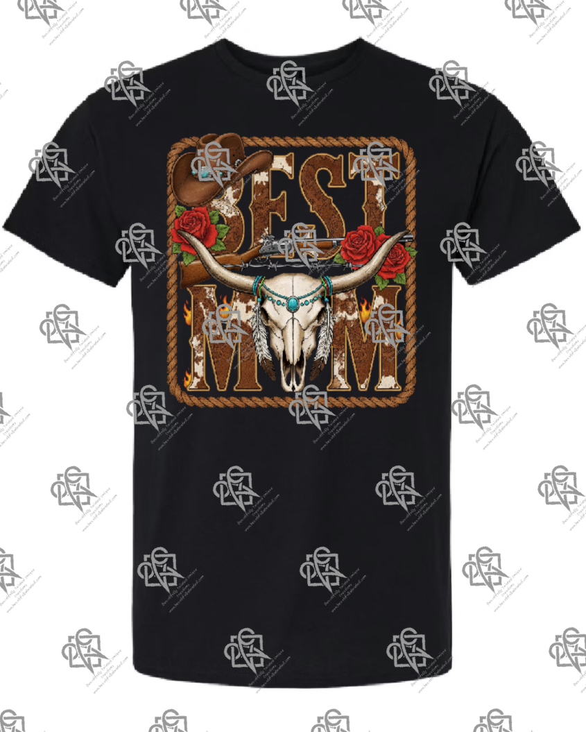 Best Mom Western Longhorn T-shirt