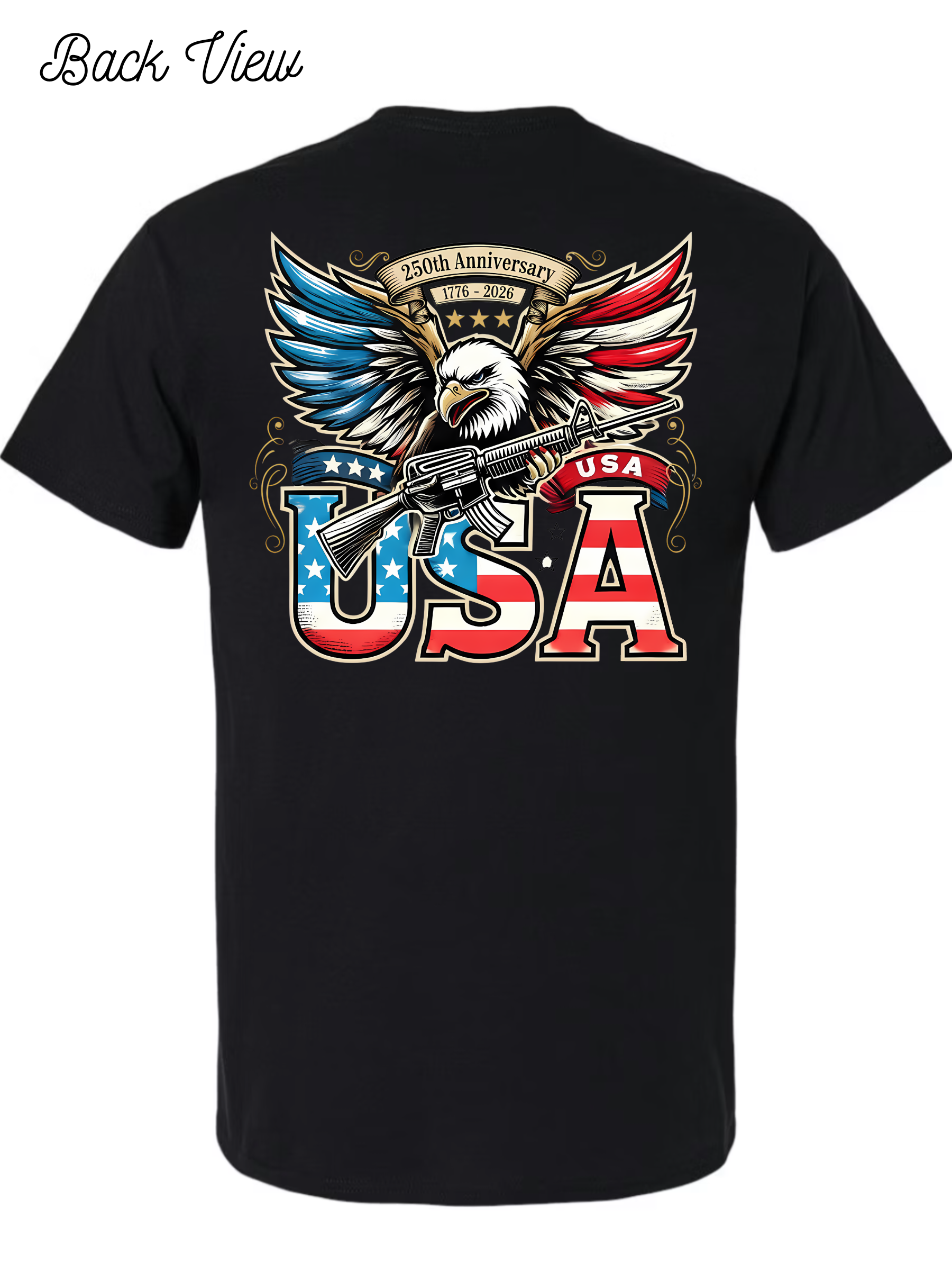 Eagle with Rifle USA 250th Birthday T-Shirt Design #1034