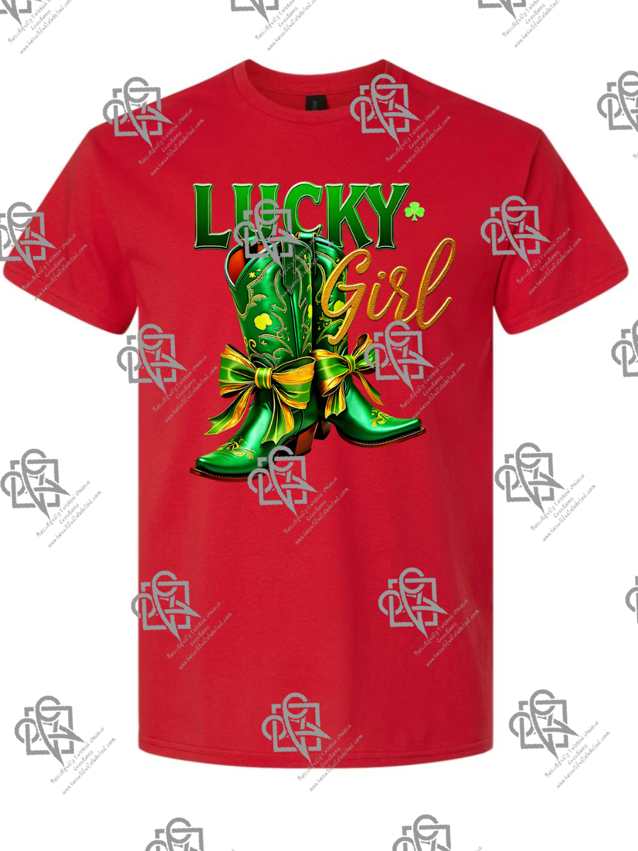 Lucky Girl Boots ST Patrick's Day T-Shirt