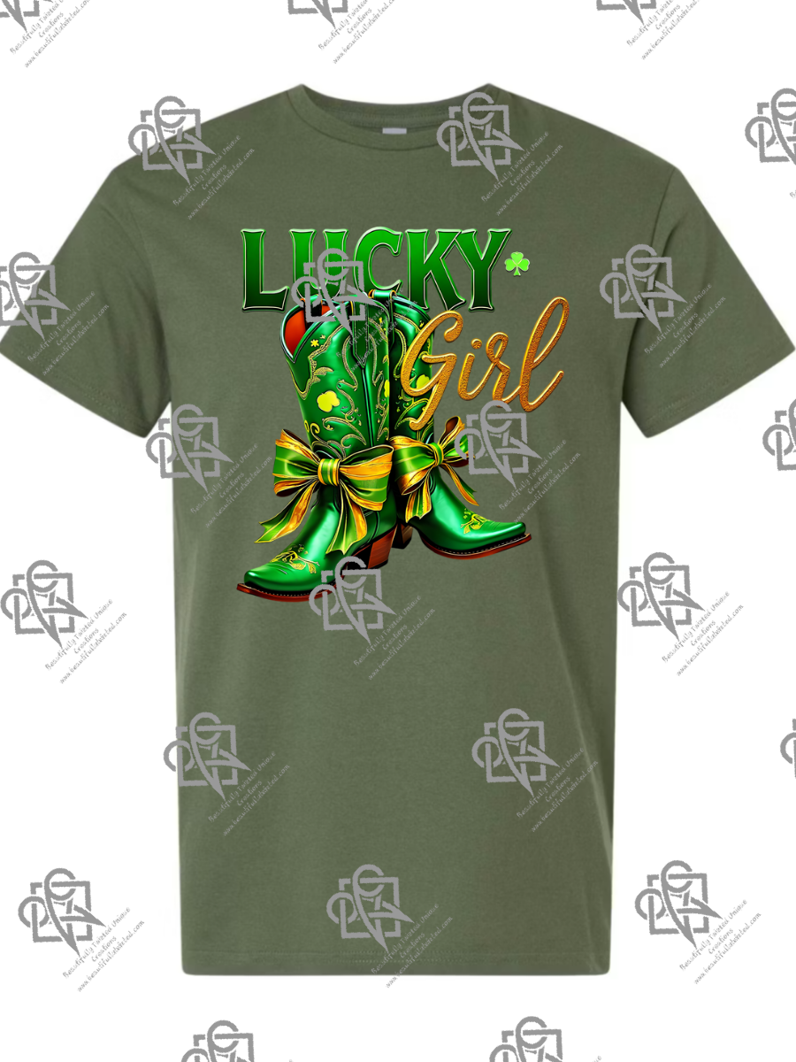 Lucky Girl Boots ST Patrick's Day T-Shirt