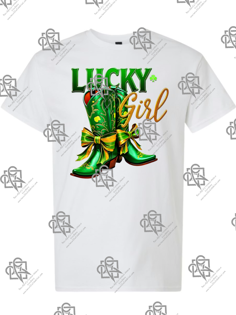 Lucky Girl Boots ST Patrick's Day T-Shirt