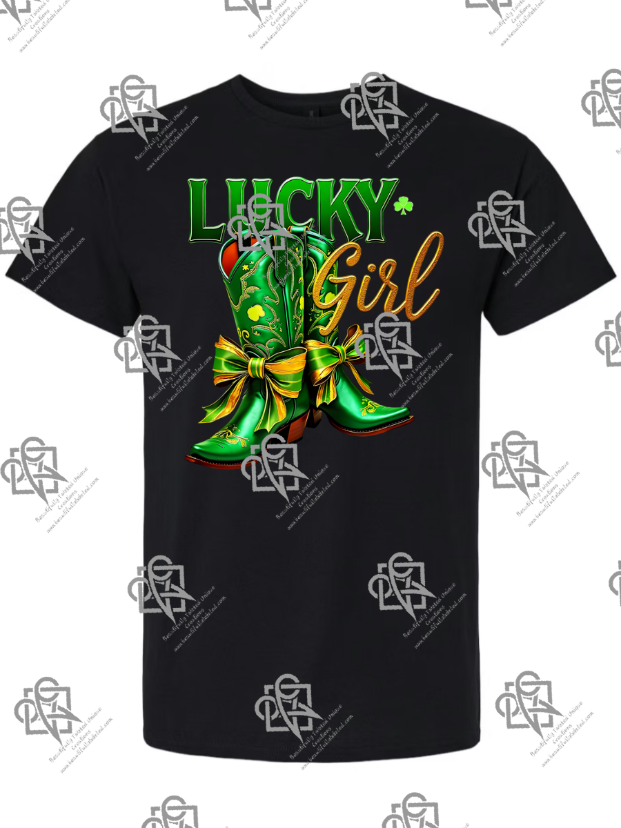 Lucky Girl Boots ST Patrick's Day T-Shirt