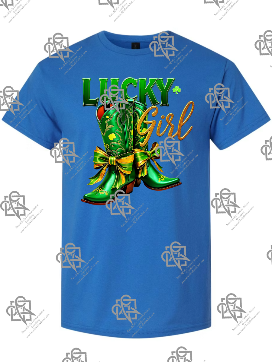 Lucky Girl Boots ST Patrick's Day T-Shirt