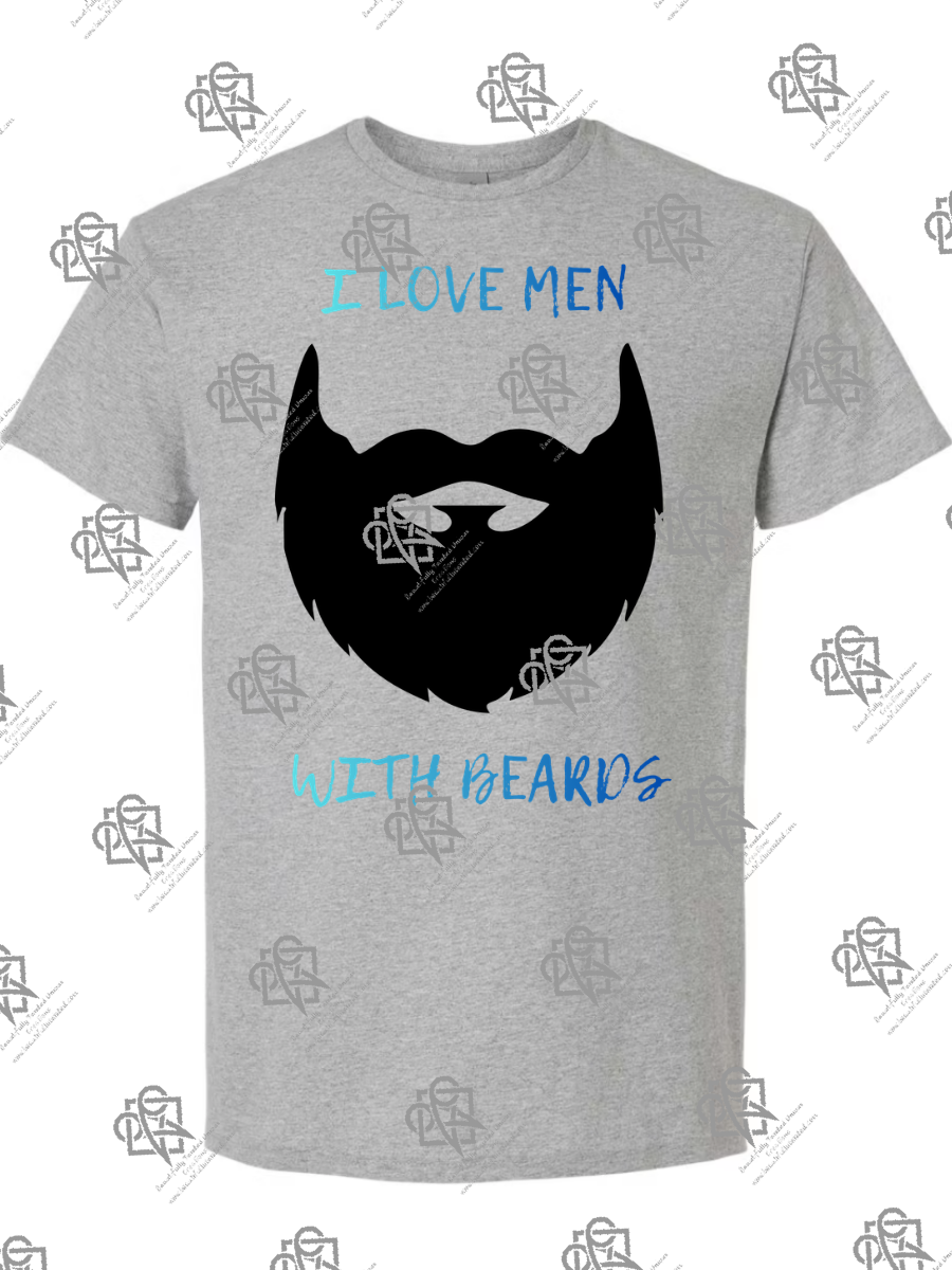 I Love Men With Beards T-Shirt Design #1019