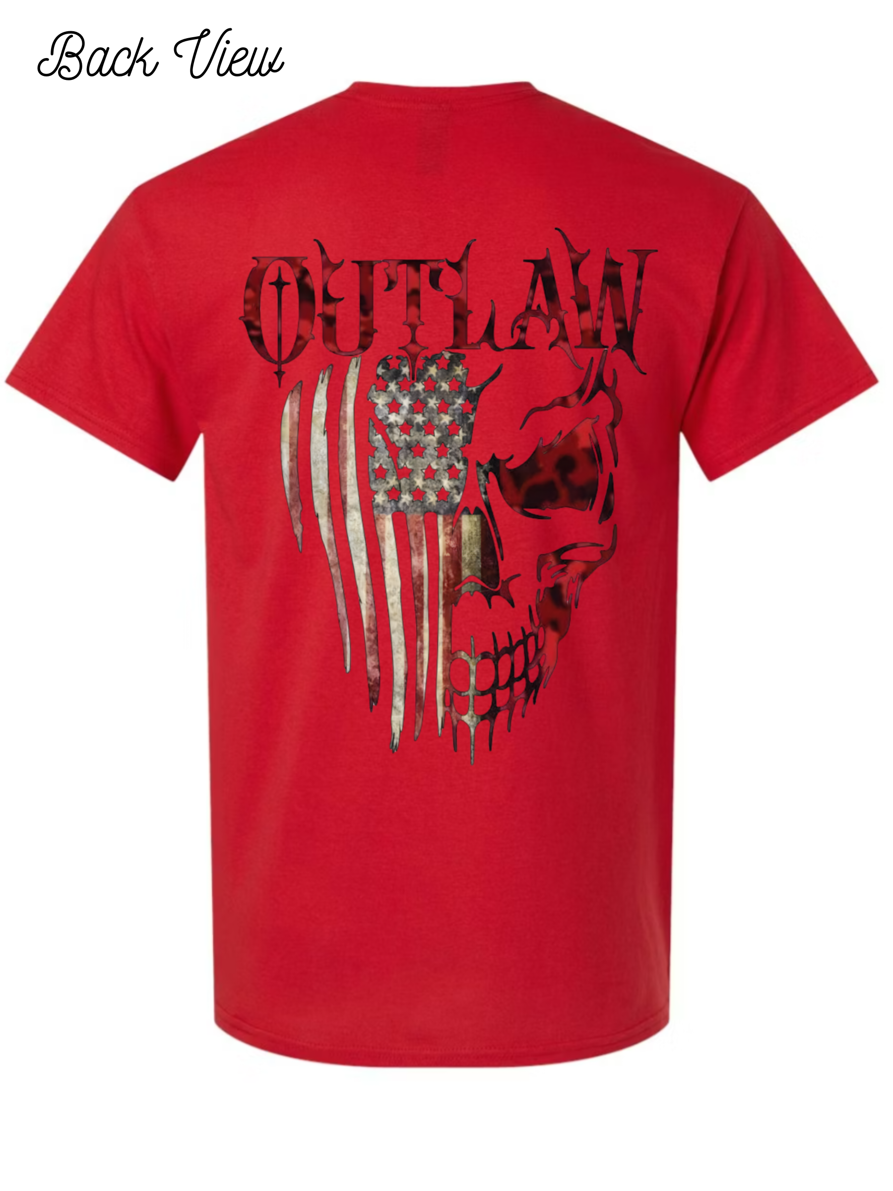 Outlaw Skull and Flag T-Shirt Design #1028