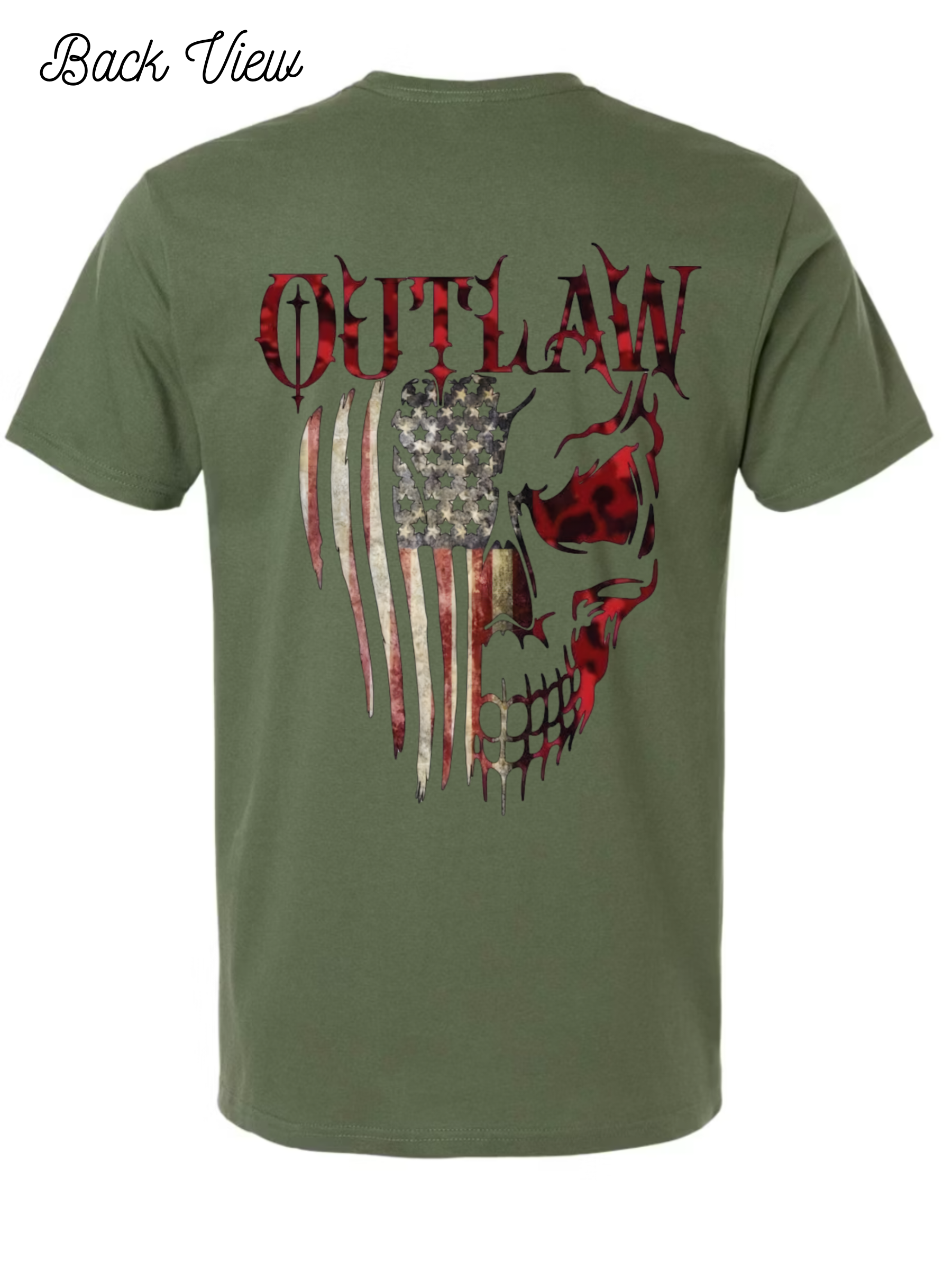 Outlaw Skull and Flag T-Shirt Design #1028