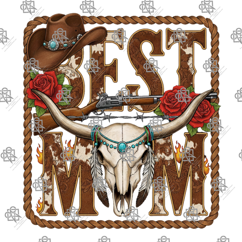 Best Mom Western Longhorn T-shirt Design #1013