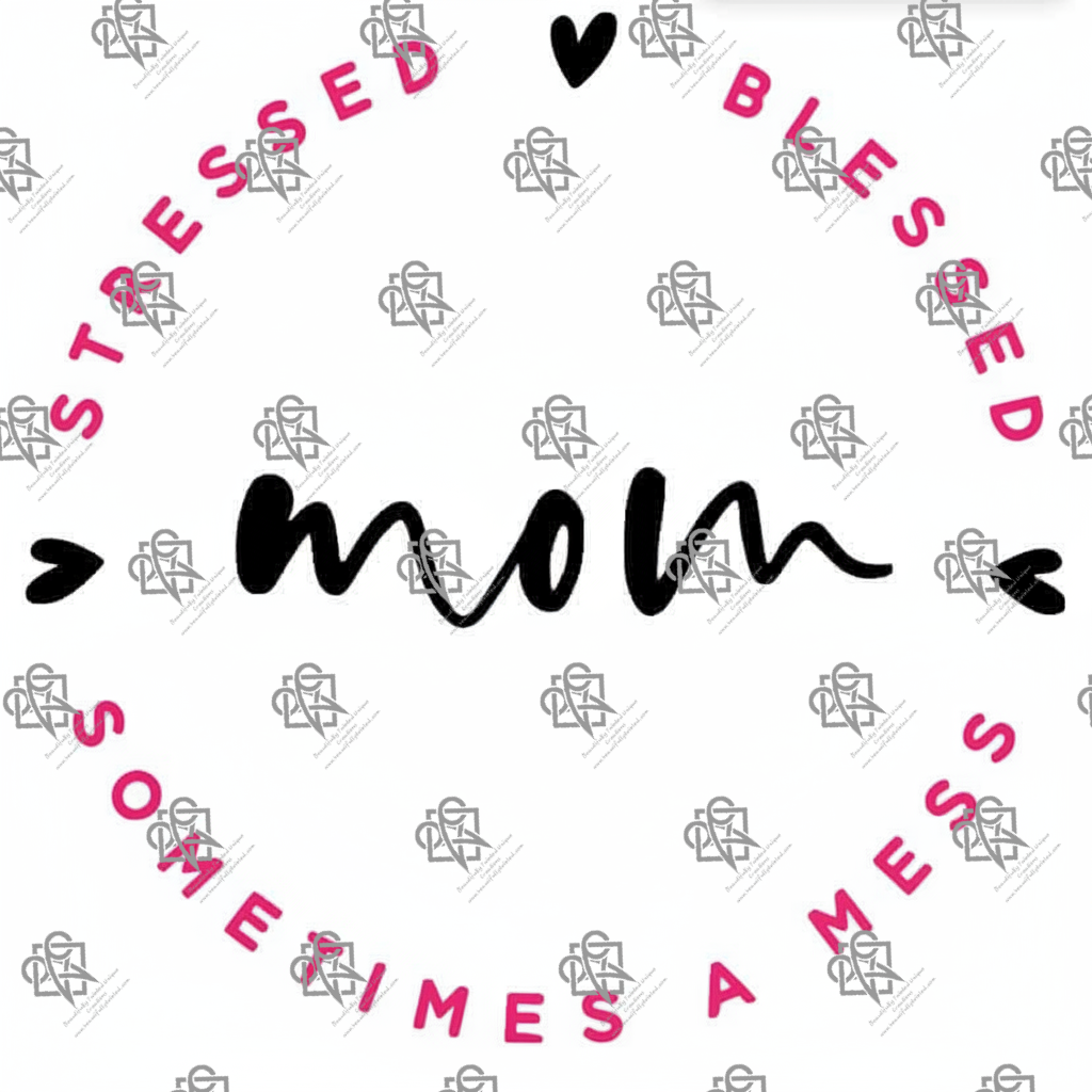 Mom Stressed Blessed Sometimes a Mess T-shirt Design #1014