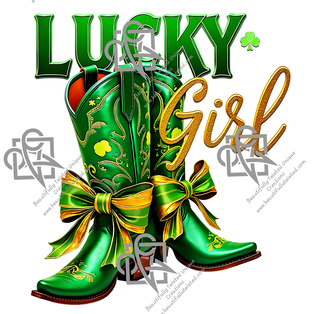 Lucky Girl Boots ST Patrick's Day T-Shirt