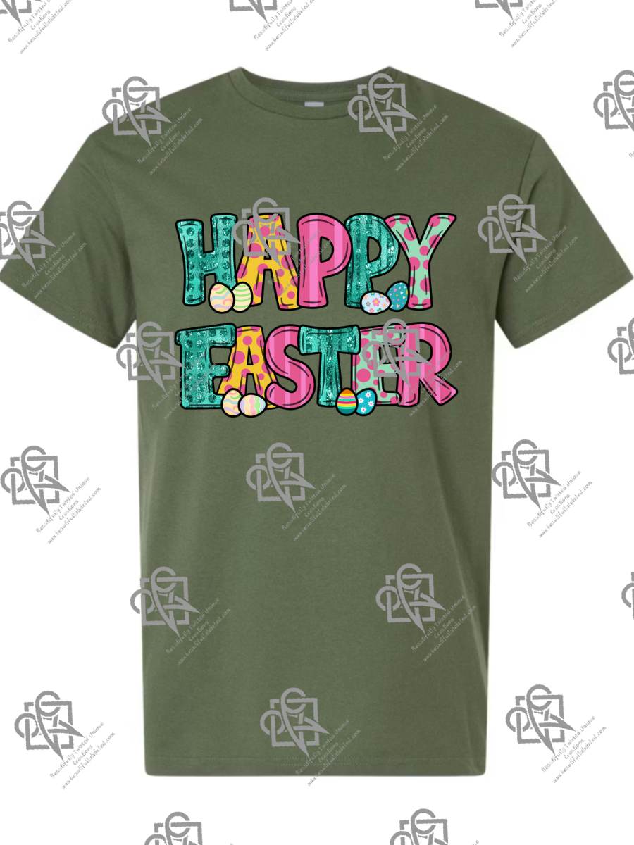 Colorful Happy Easter with Easter Eggs T-Shirt