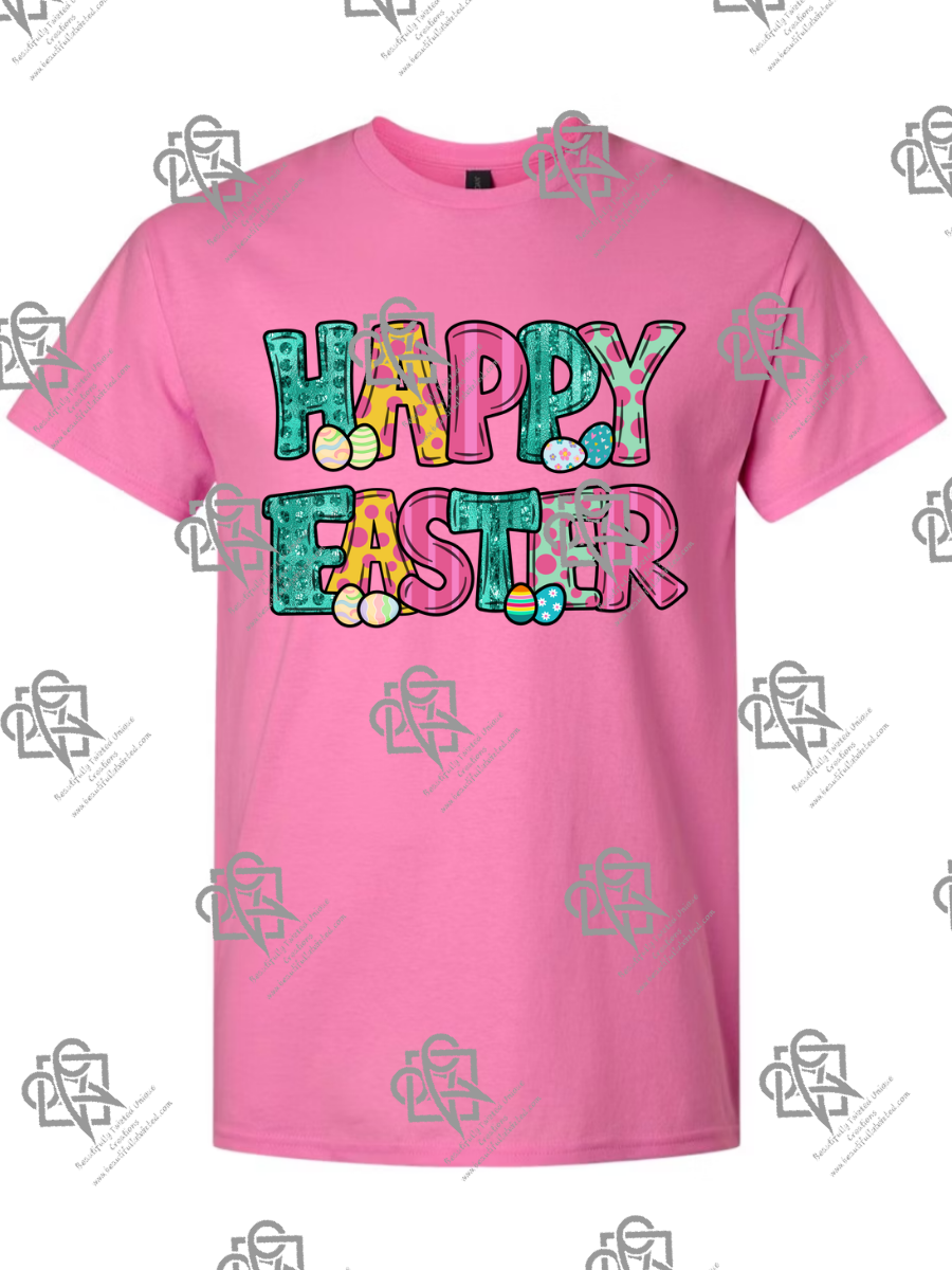 Colorful Happy Easter with Easter Eggs T-Shirt