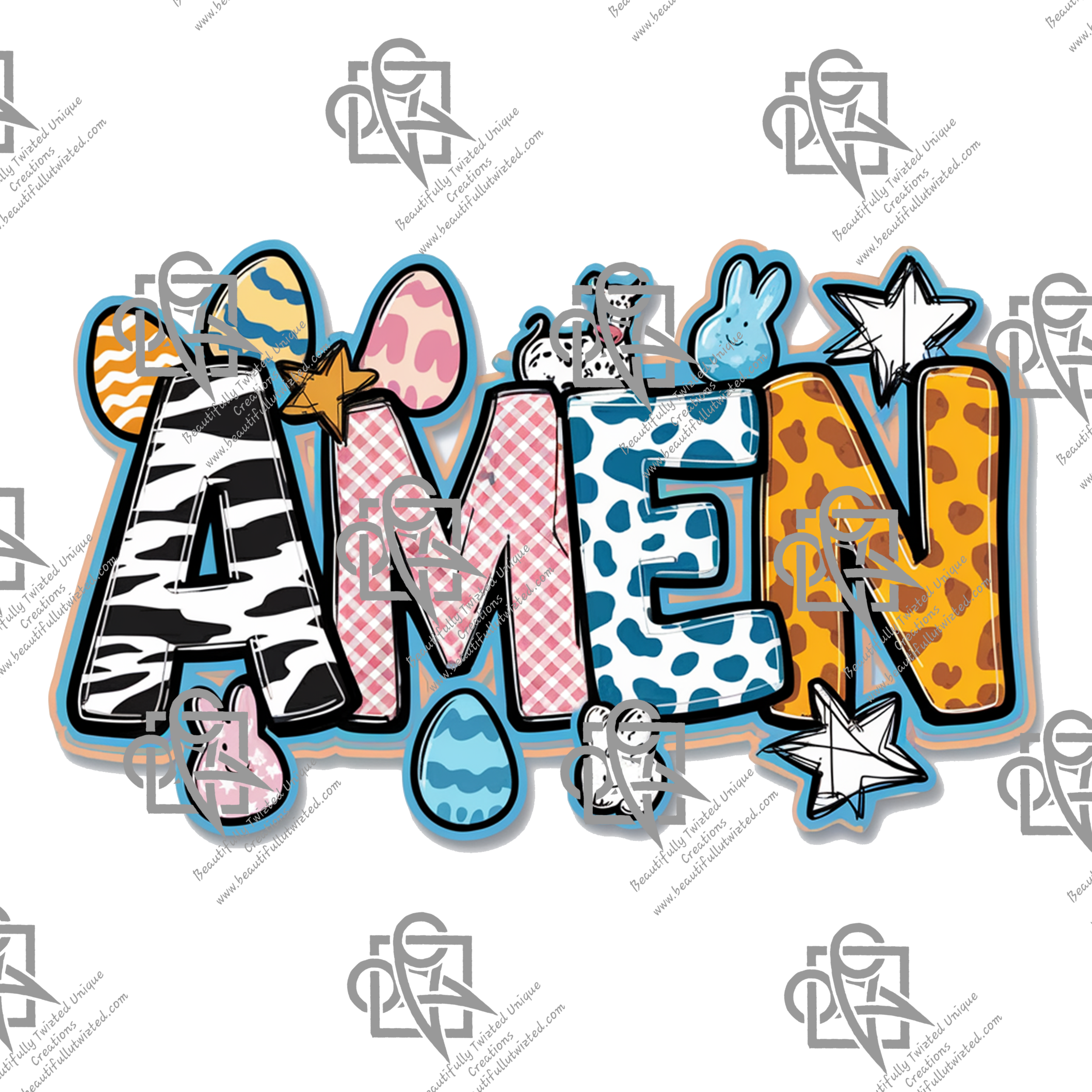 AMEN Colorful Easter Egg Design T-shirt