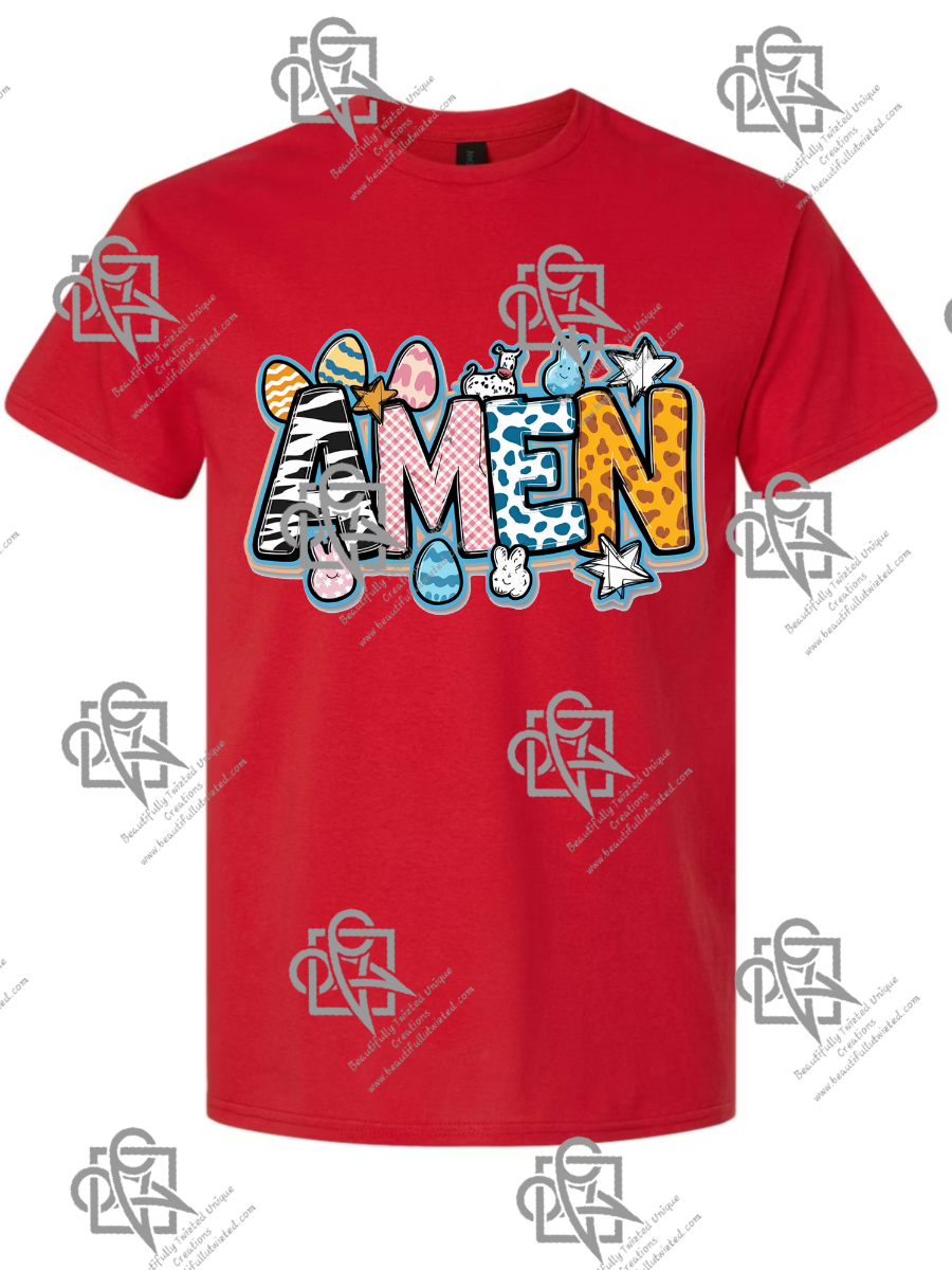AMEN Colorful Easter Egg Design T-shirt