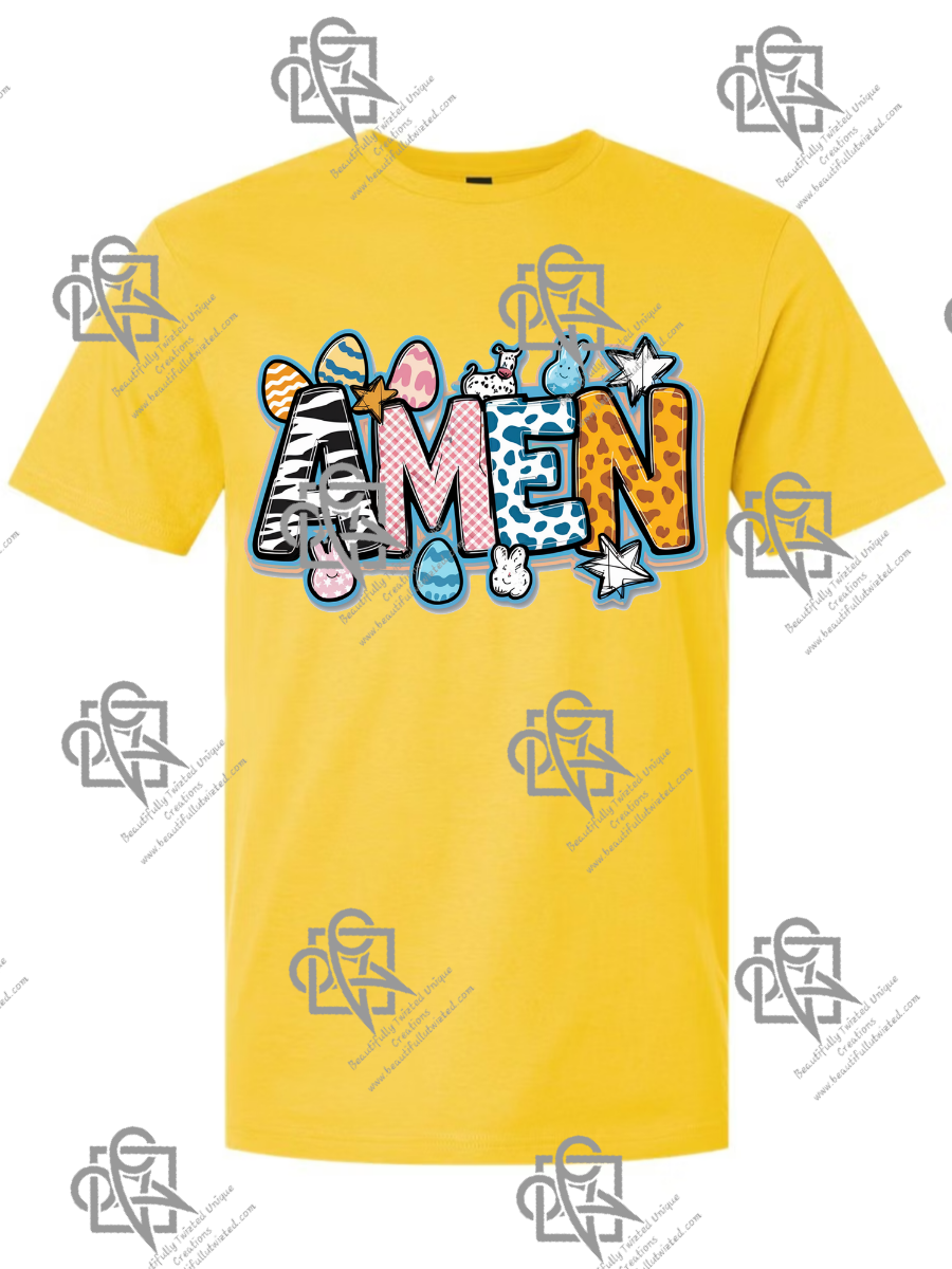 AMEN Colorful Easter Egg Design T-shirt